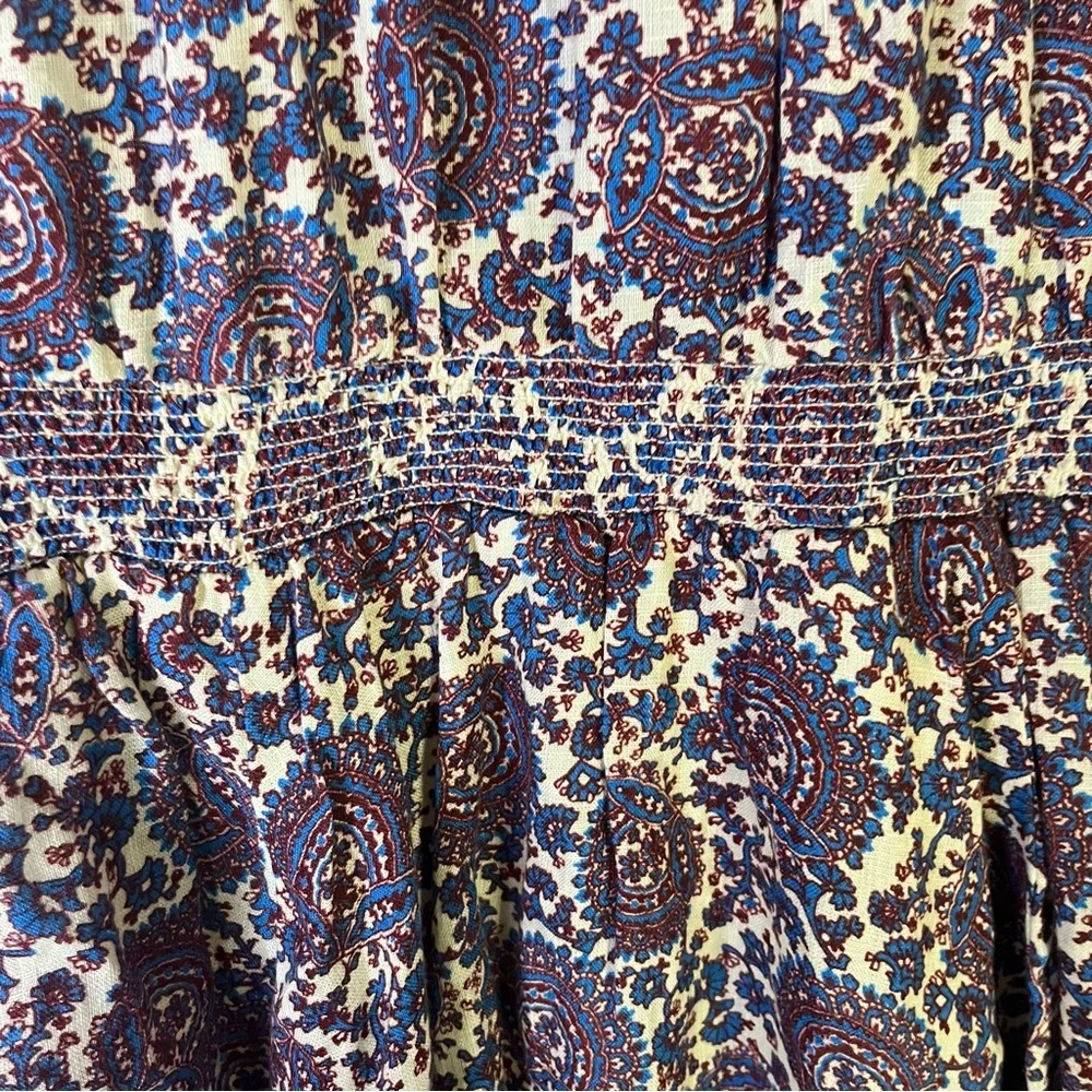 J.Crew Purple‎ 100% Linen Palermo Smocked Waist Pocketed Dress Size Small